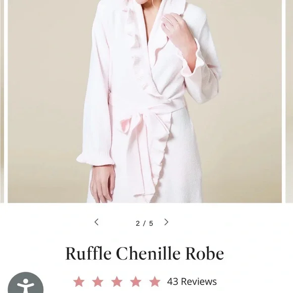 Ruffle Chenille Robe - Soft Pink - Picture 1 of 4